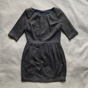 Black and Gold Cut Out Back Winter Mini Dress